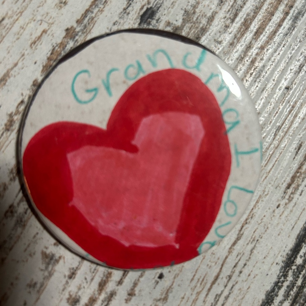 Handmade Heart Pin - Red/Pink Heart Button